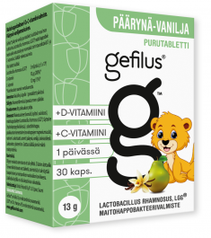 Gefilus + D Päärynä Puru tabl 30 kpl - Sastamalan 1. apteekki